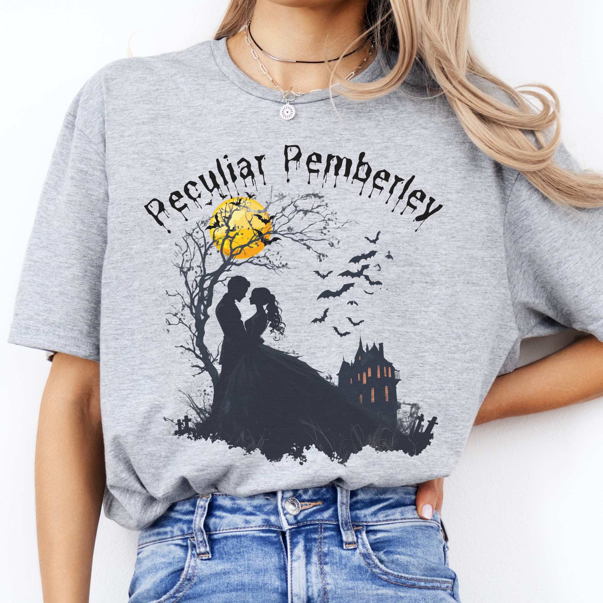 Peculiar Pemberley Pride & Prejudice Halloween Shirt Sport Grey / S T-Shirt The Mystic Eden Bookish Book Lovers