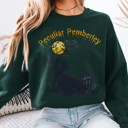 Peculiar Pemberley Pride & Prejudice Halloween Sweatshirt Forest Green / S Sweatshirt The Mystic Eden Bookish Book Lovers