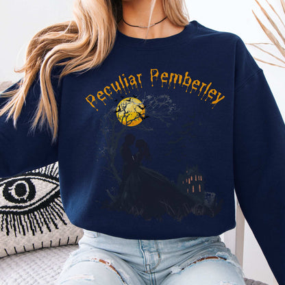 Peculiar Pemberley Pride & Prejudice Halloween Sweatshirt Navy / S Sweatshirt The Mystic Eden Bookish Book Lovers