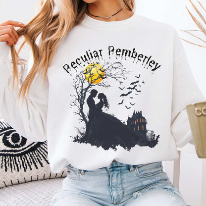 Peculiar Pemberley Pride & Prejudice Halloween Sweatshirt White / S Sweatshirt The Mystic Eden Bookish Book Lovers