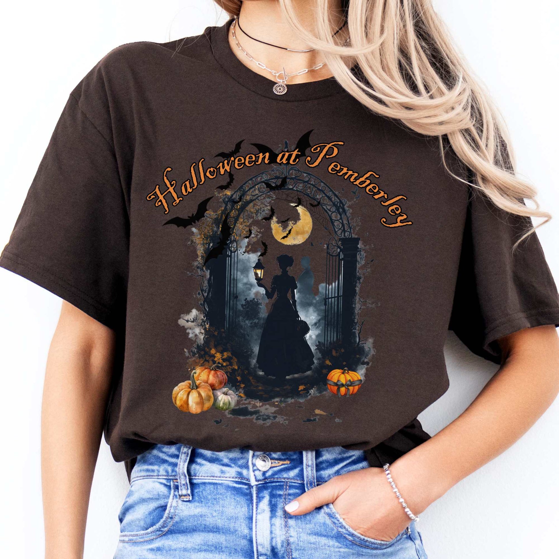 Pemberley Halloween Pride & Prejudice Shirt Dark Chocolate / S T-Shirt The Mystic Eden Bookish Book Lovers
