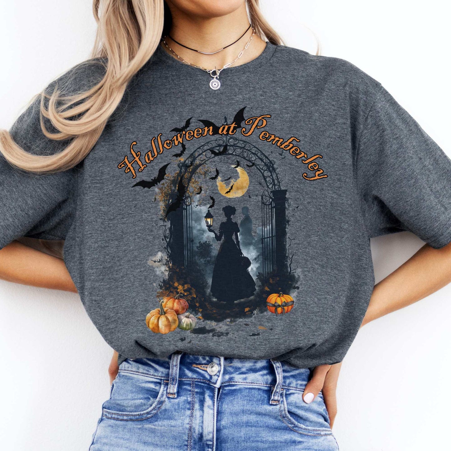 Pemberley Halloween Pride & Prejudice Shirt Dark Heather / S T-Shirt The Mystic Eden Bookish Book Lovers