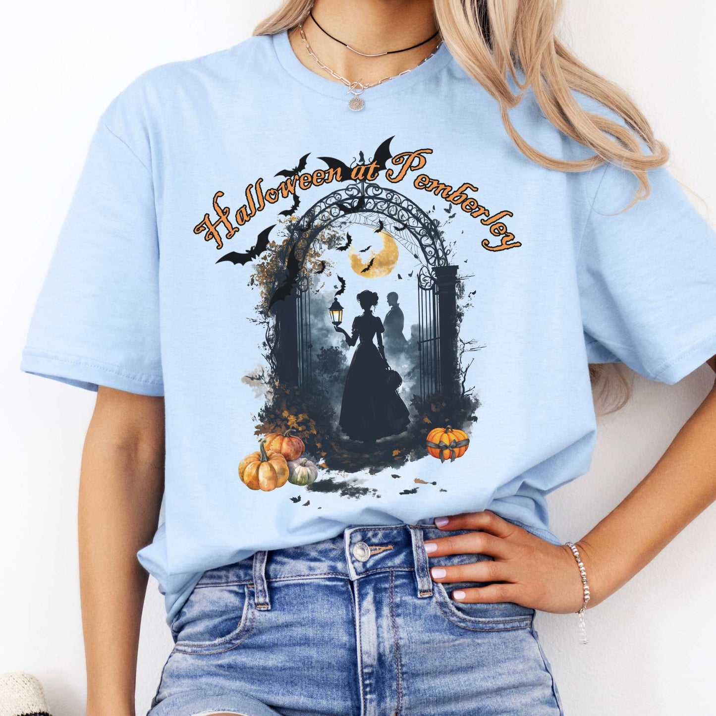 Pemberley Halloween Pride & Prejudice Shirt Light Blue / S T-Shirt The Mystic Eden Bookish Book Lovers