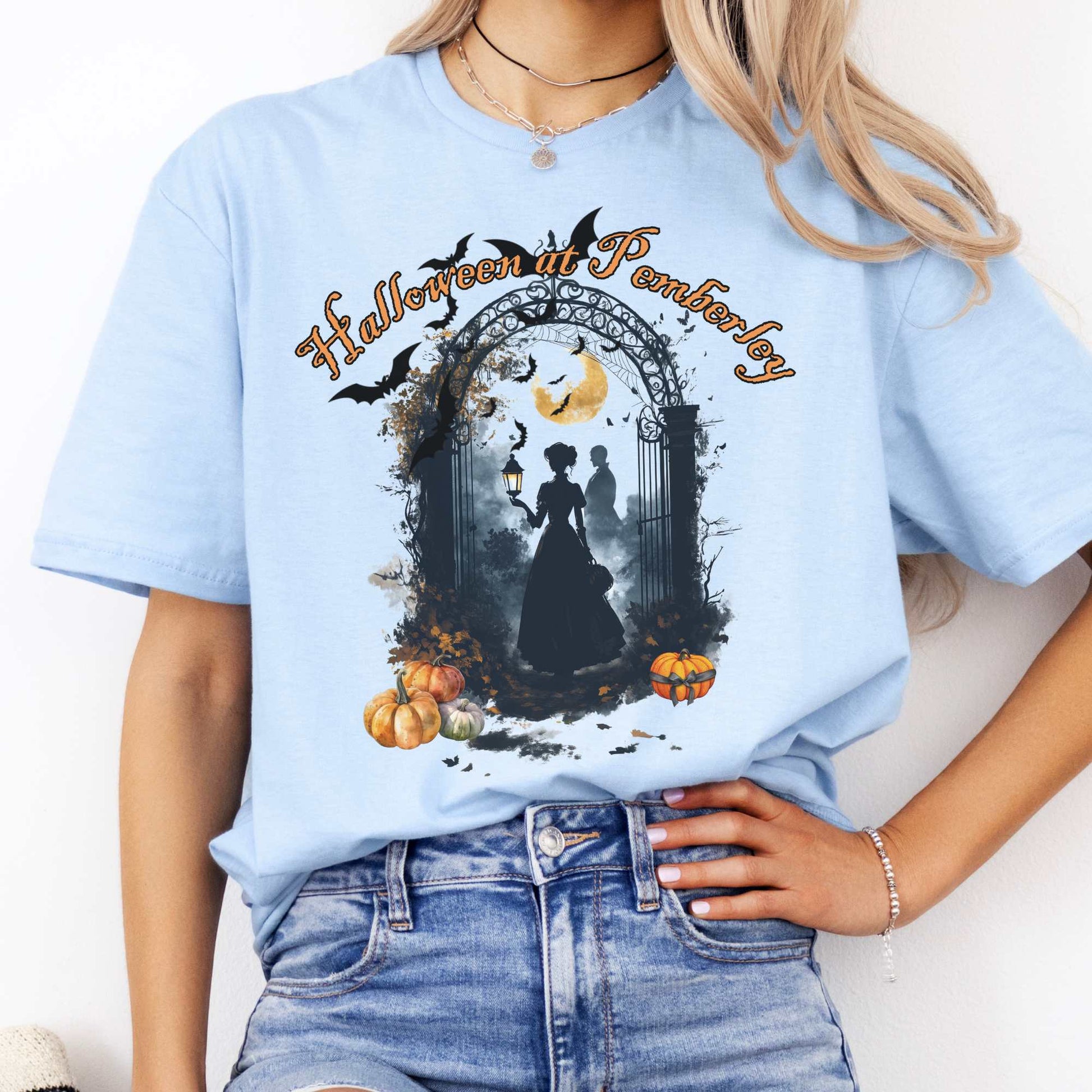 Pemberley Halloween Pride & Prejudice Shirt Light Blue / S T-Shirt The Mystic Eden Bookish Book Lovers
