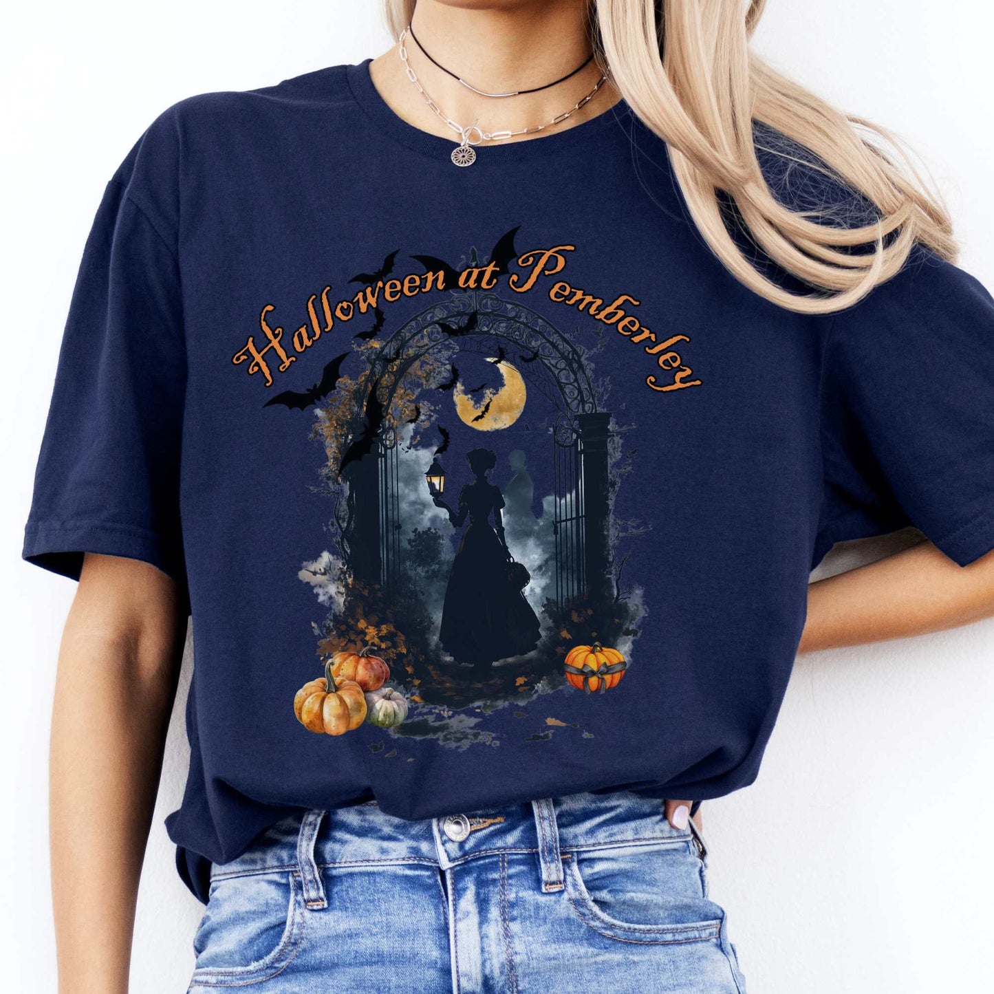 Pemberley Halloween Pride & Prejudice Shirt Navy / S T-Shirt The Mystic Eden Bookish Book Lovers