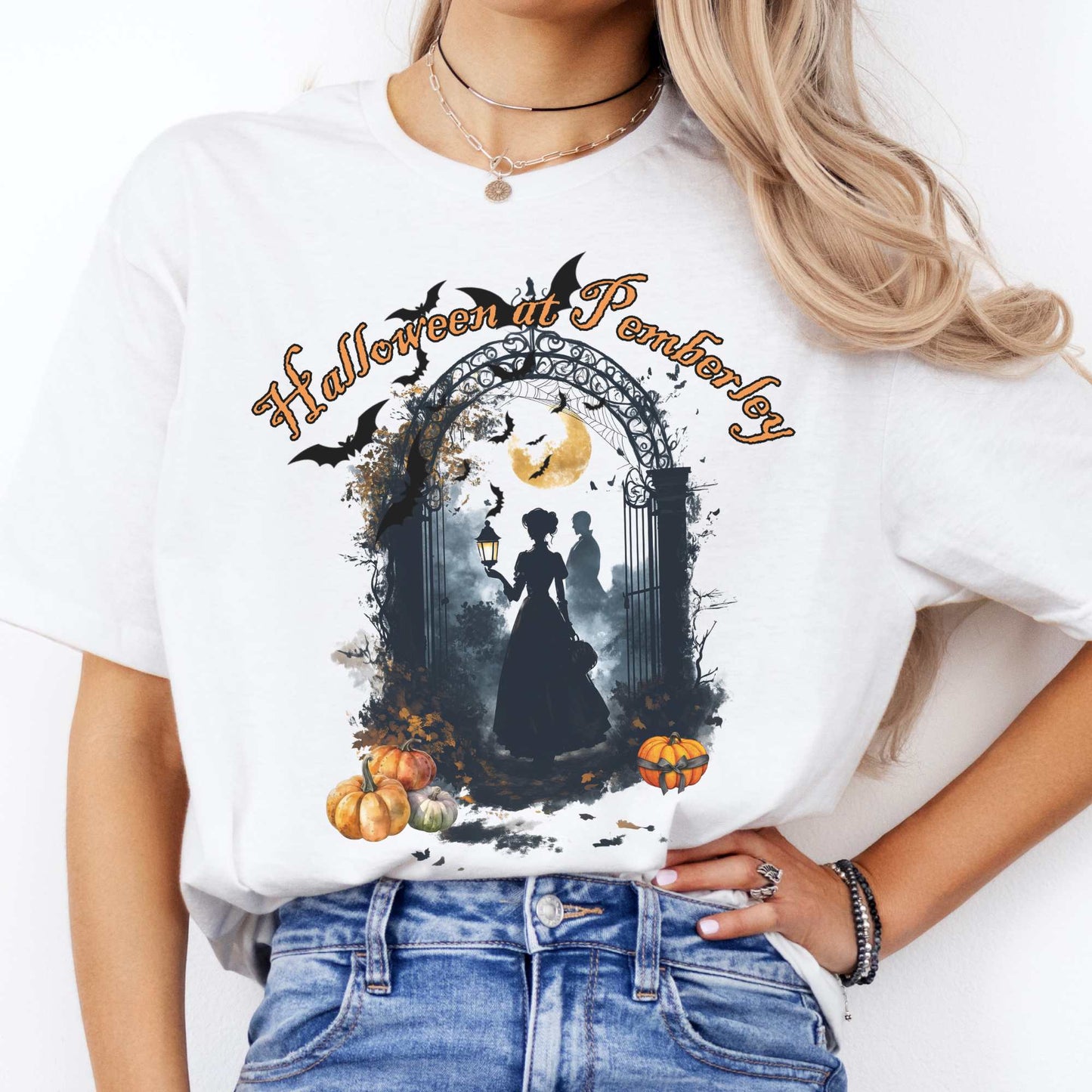 Pemberley Halloween Pride & Prejudice Shirt White / S T-Shirt The Mystic Eden Bookish Book Lovers