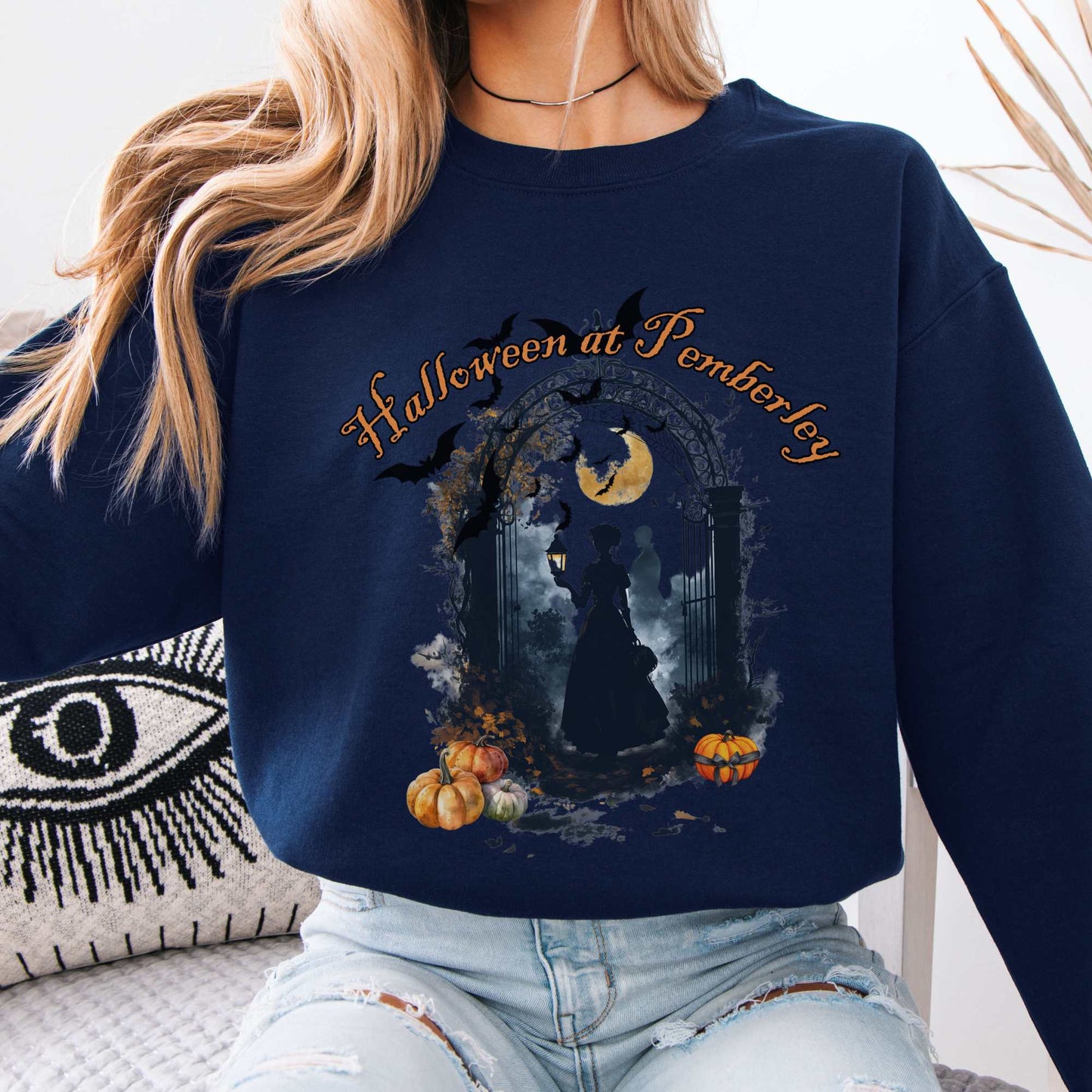 Pemberley Halloween Pride & Prejudice Sweatshirt Navy / S Sweatshirt The Mystic Eden Bookish Book Lovers