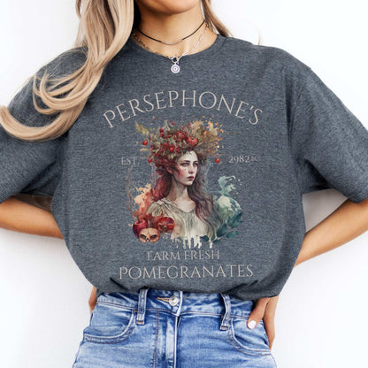 Persephone's Farm Fresh Pomegranates Greek Mythology Shirt Dark Heather / S T-Shirt The Mystic Eden Bookish Book Lovers