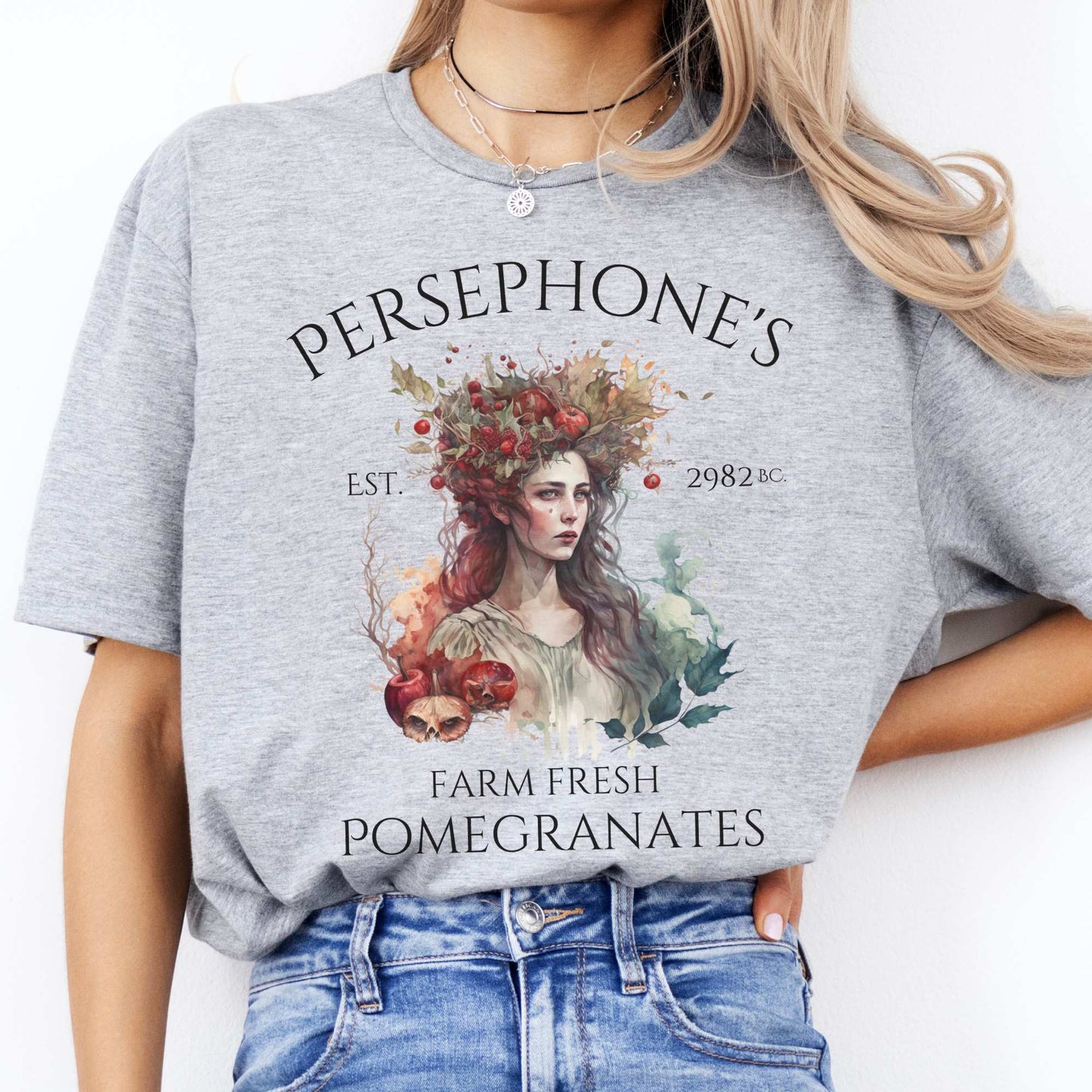 Persephone's Farm Fresh Pomegranates Greek Mythology Shirt Sport Grey / S T-Shirt The Mystic Eden Bookish Book Lovers