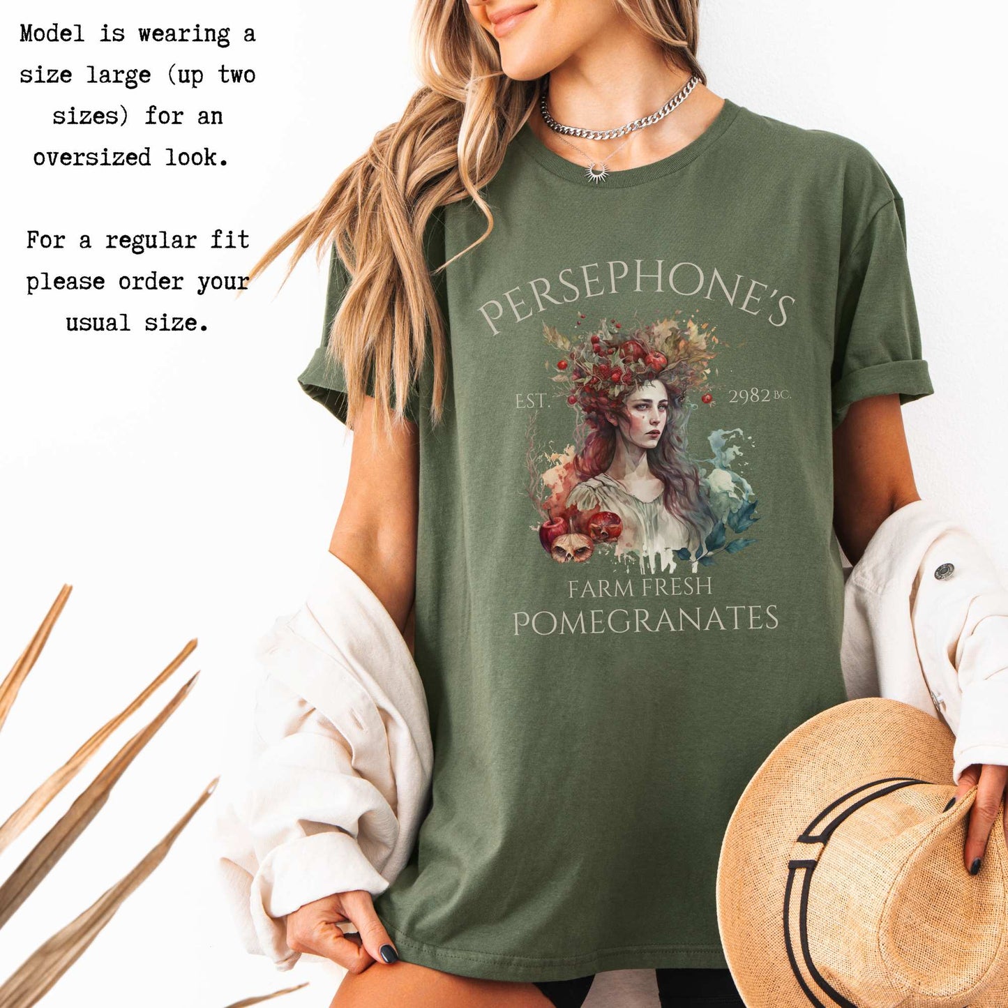 Persephone's Farm Fresh Pomegranates Greek Mythology Shirt T-Shirt The Mystic Eden Bookish Book Lovers