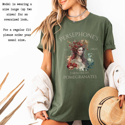 Persephone's Farm Fresh Pomegranates Greek Mythology Shirt T-Shirt The Mystic Eden Bookish Book Lovers