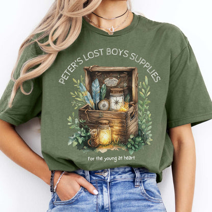 Peter's Lost Boys Supplies Shirt Peter Pan Military Green / S T-Shirt The Mystic Eden Bookish Book Lovers