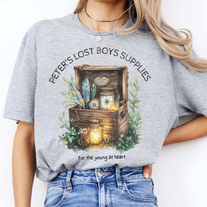 Peter's Lost Boys Supplies Shirt Peter Pan Sport Grey / S T-Shirt The Mystic Eden Bookish Book Lovers