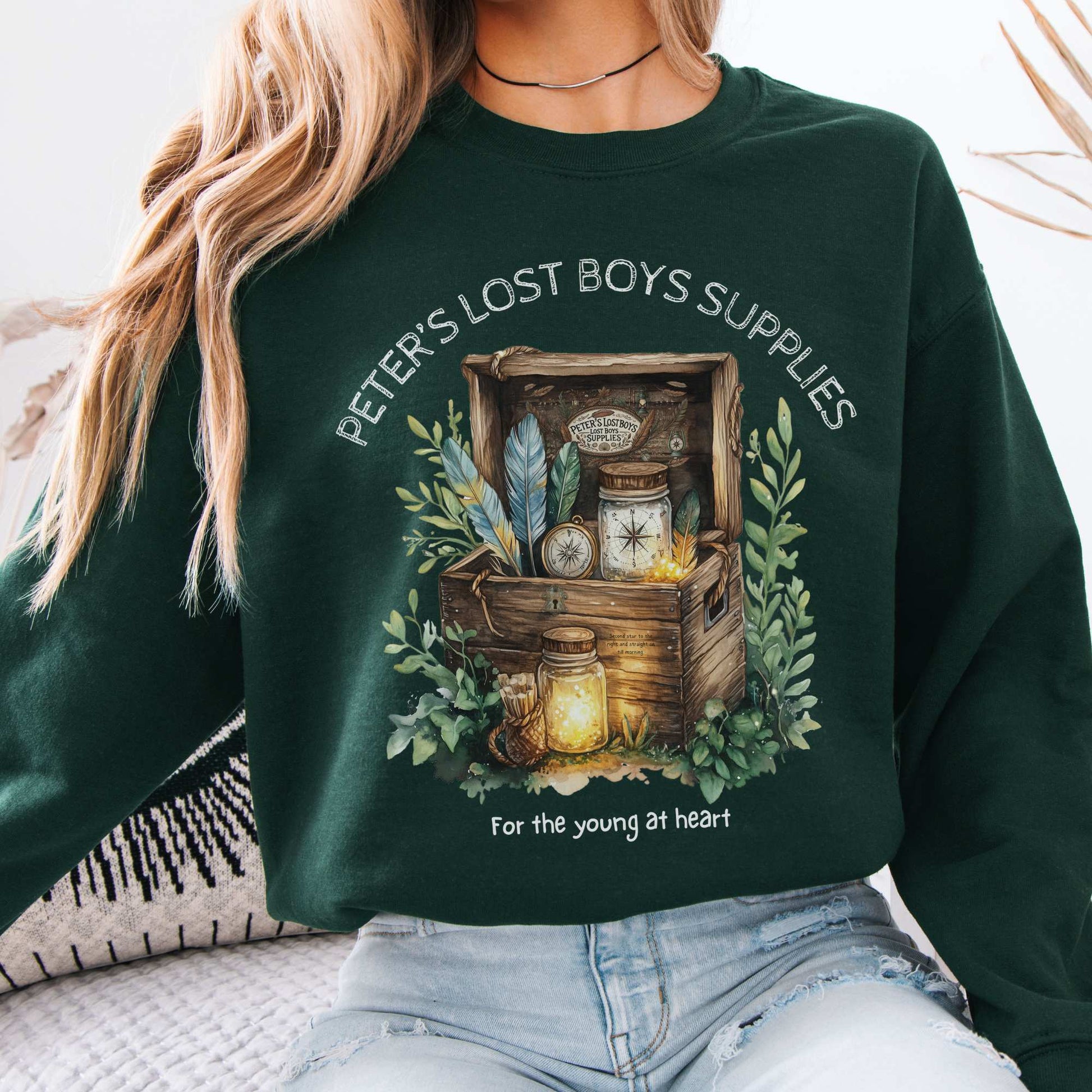 Peter's Lost Boys Supplies Sweatshirt Forest Green / S Sweatshirt The Mystic Eden Bookish Book Lovers