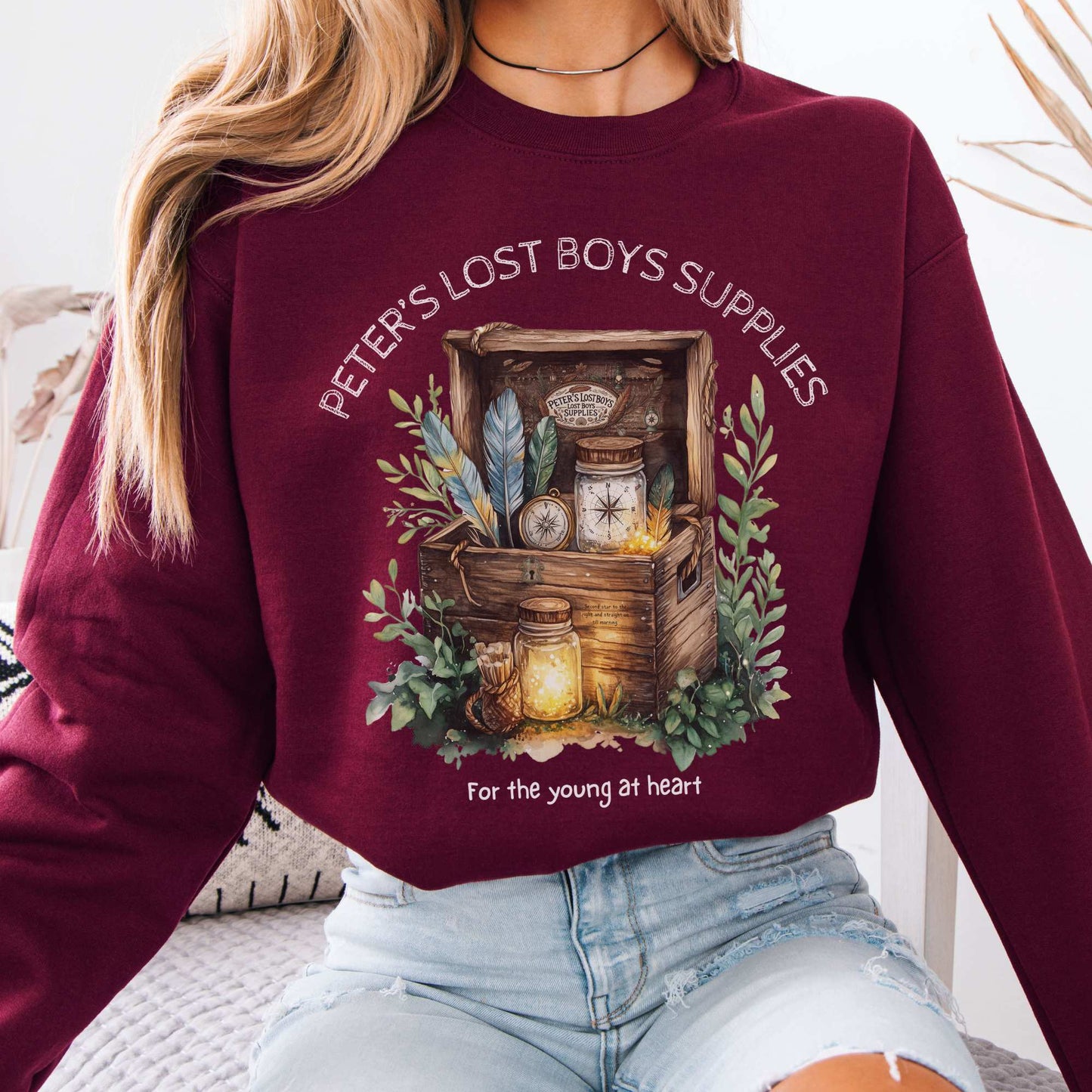 Peter's Lost Boys Supplies Sweatshirt Maroon / S Sweatshirt The Mystic Eden Bookish Book Lovers