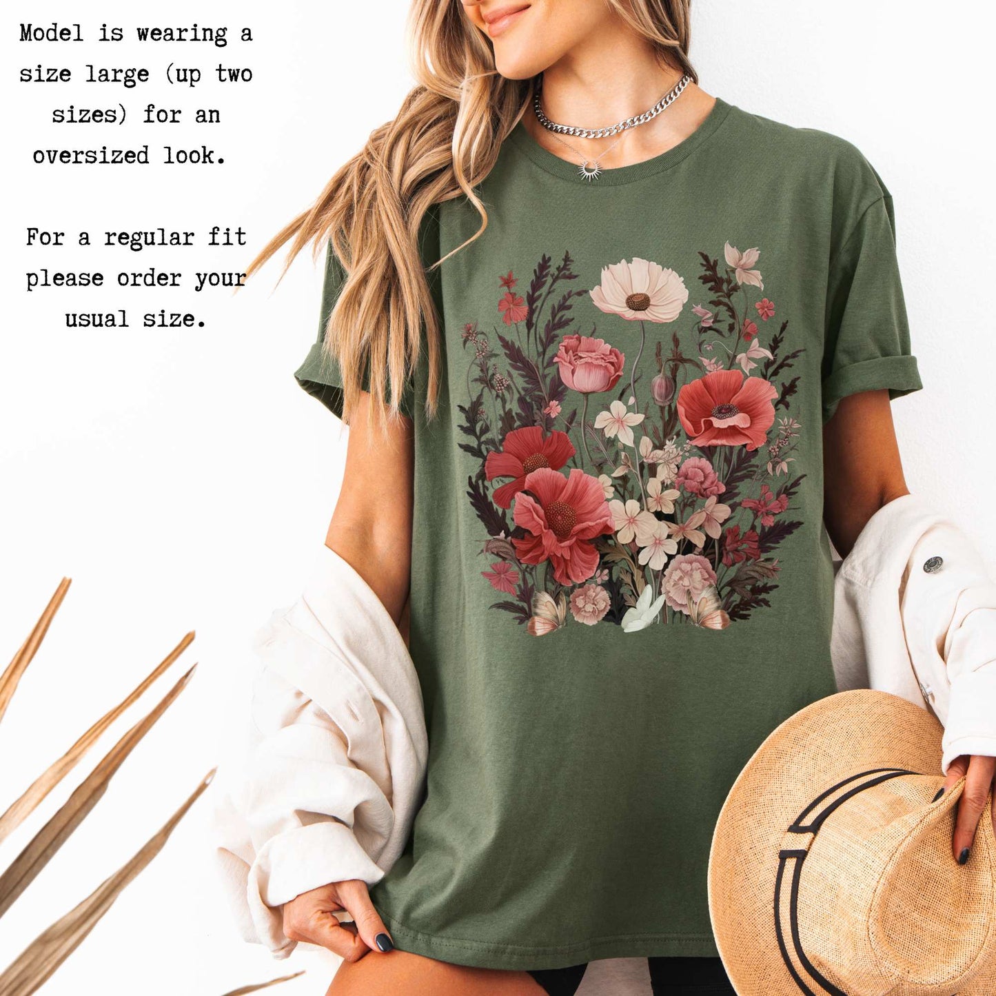 Pink Wildflowers Cottagecore Tee T-Shirt The Mystic Eden Bookish Book Lovers