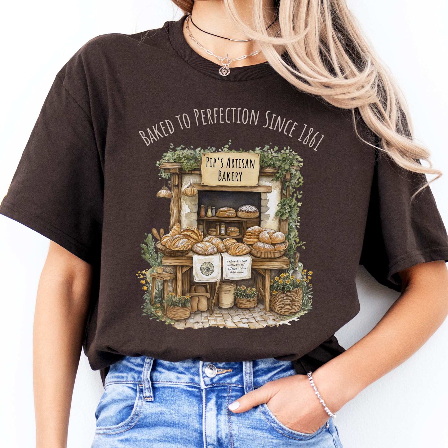 Pip's Artisan Bakery Great Expectations Charles Dickens Tee Dark Chocolate / S T-Shirt The Mystic Eden Bookish Book Lovers