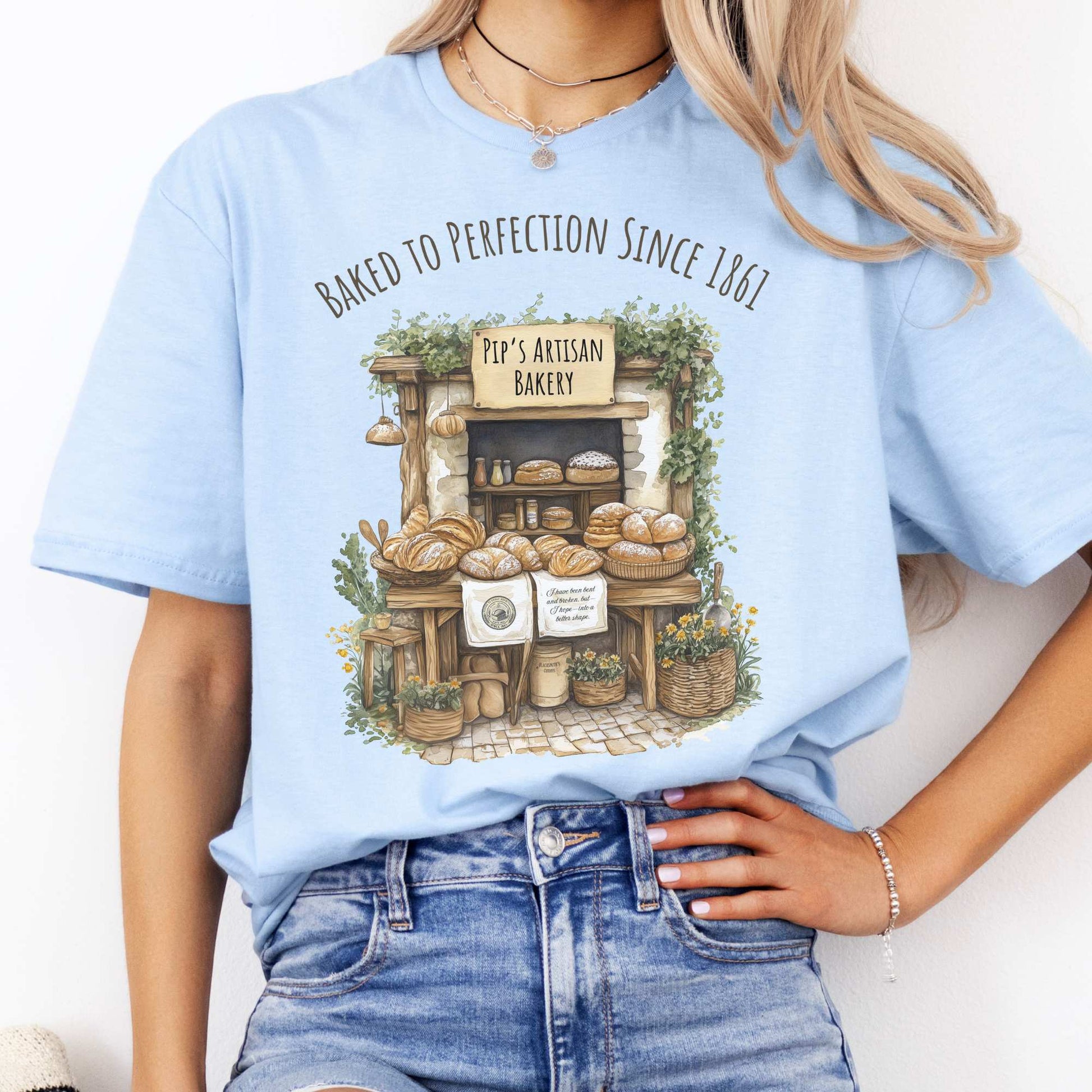 Pip's Artisan Bakery Great Expectations Charles Dickens Tee Light Blue / S T-Shirt The Mystic Eden Bookish Book Lovers