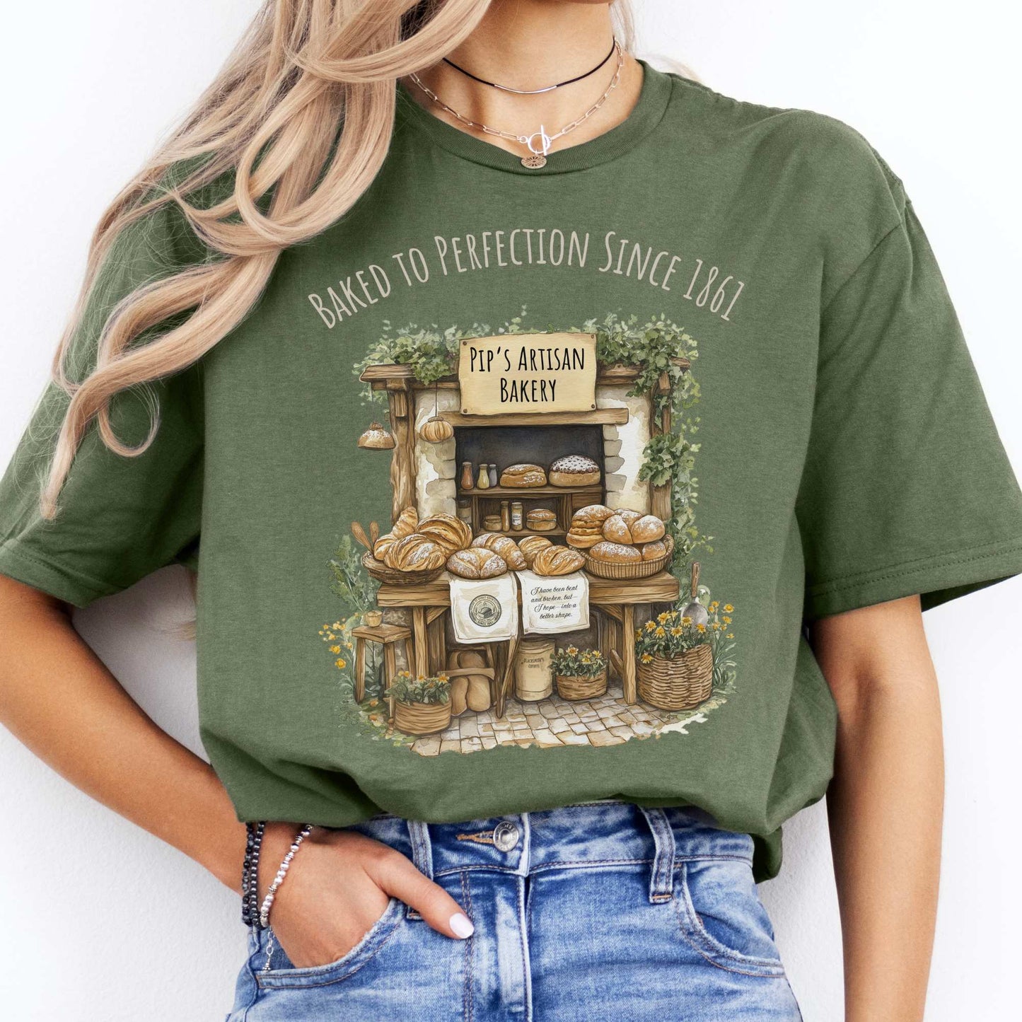 Pip's Artisan Bakery Great Expectations Charles Dickens Tee Military Green / S T-Shirt The Mystic Eden Bookish Book Lovers