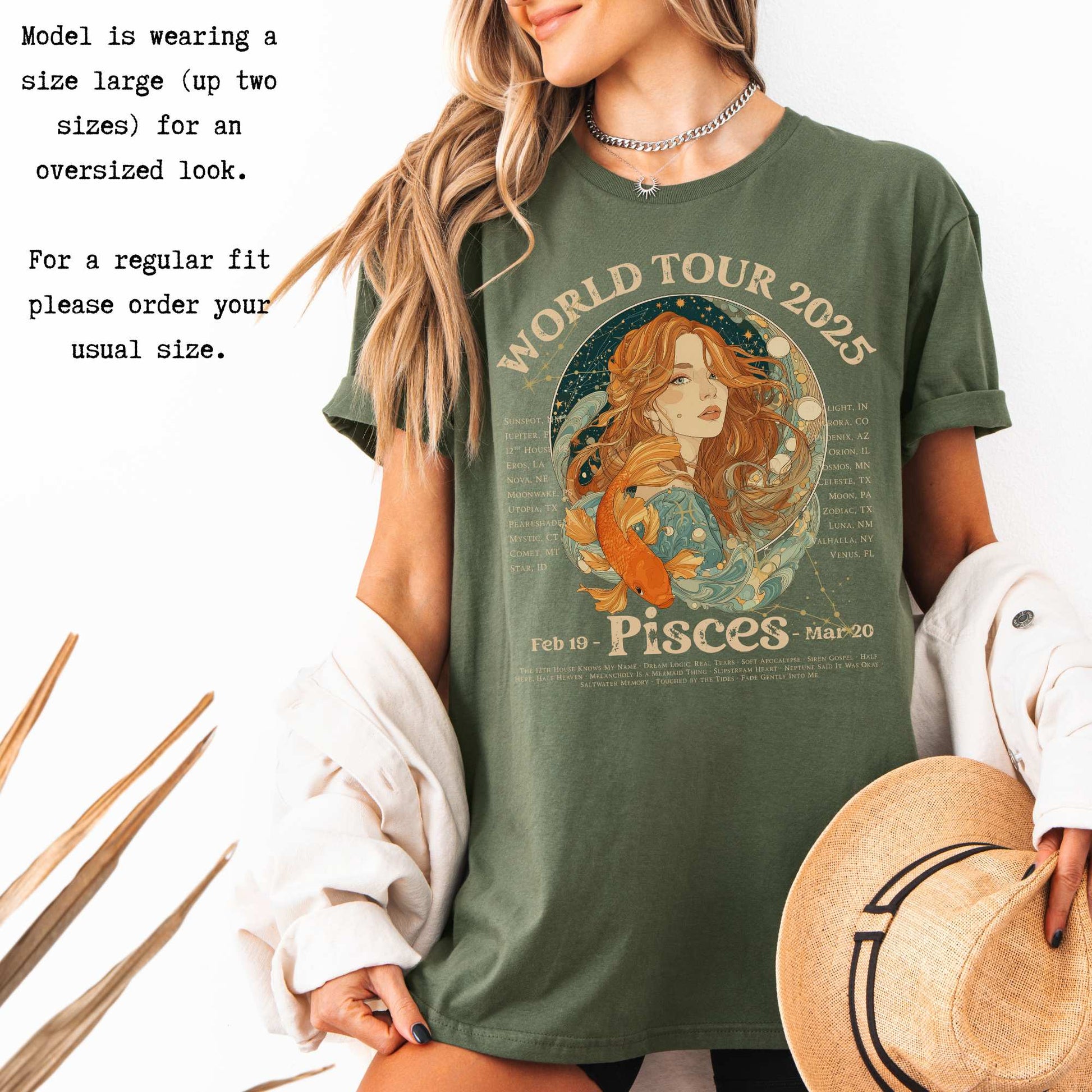 Pisces Concert T-Shirt - Zodiac World Tour 2025 Shirt T-Shirt The Mystic Eden Bookish Book Lovers