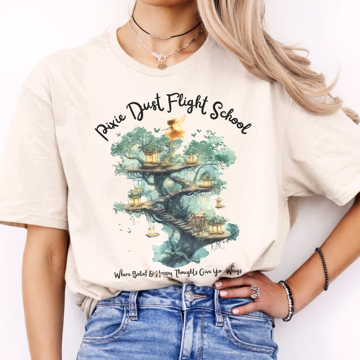 Pixie Dust Flight School Peter Pan Shirt - J M Barrie Natural / S T-Shirt The Mystic Eden Bookish Book Lovers