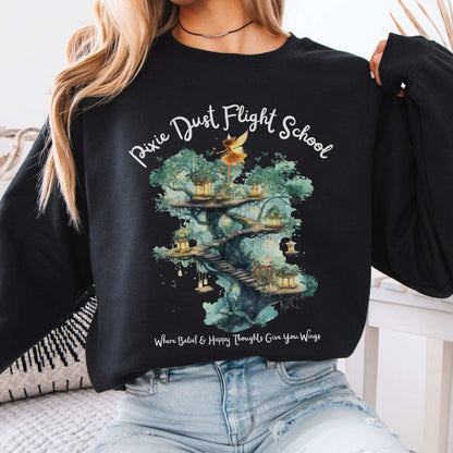 Pixie Dust Flight School Peter Pan Sweatshirt Black / S Sweatshirt The Mystic Eden Bookish Book Lovers