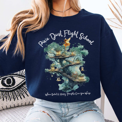Pixie Dust Flight School Peter Pan Sweatshirt Navy / S Sweatshirt The Mystic Eden Bookish Book Lovers