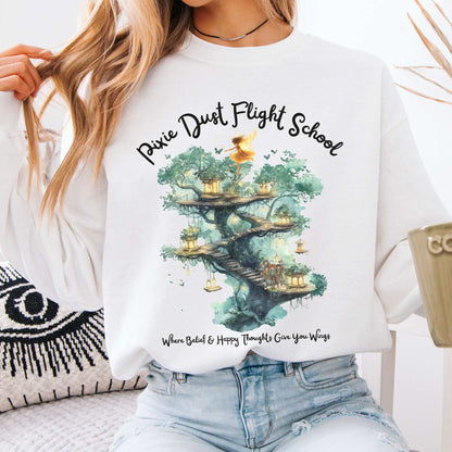 Pixie Dust Flight School Peter Pan Sweatshirt White / S Sweatshirt The Mystic Eden Bookish Book Lovers