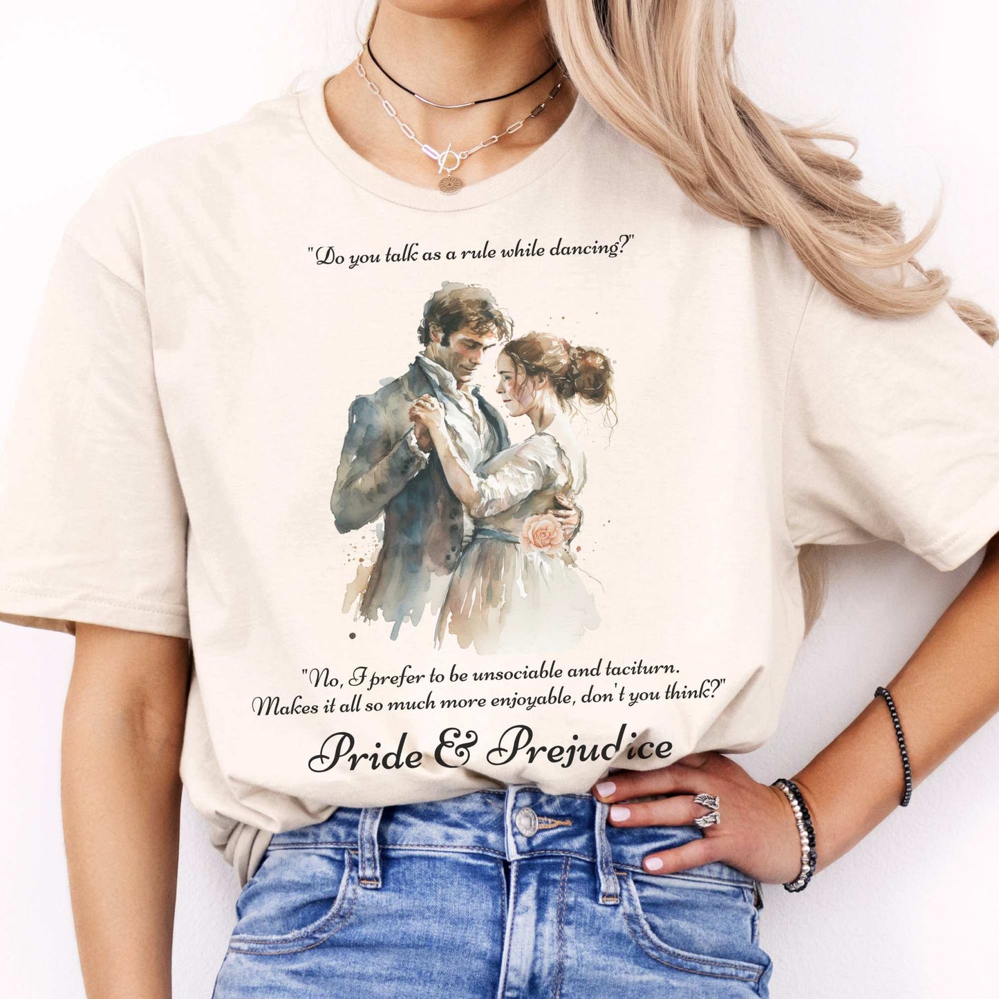 Pride & Prejudice Jane Austen T-shirt Natural / S T-Shirt The Mystic Eden Bookish Book Lovers