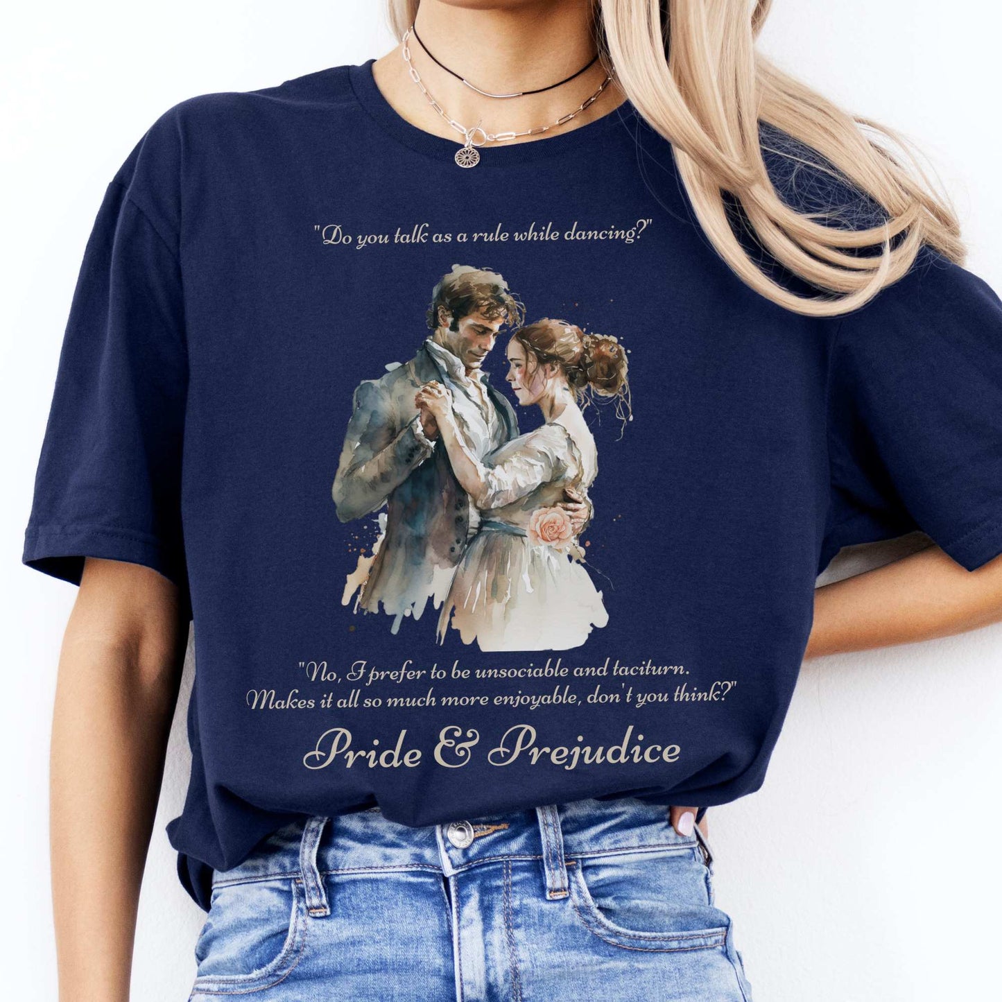 Pride & Prejudice Jane Austen T-shirt Navy / S T-Shirt The Mystic Eden Bookish Book Lovers