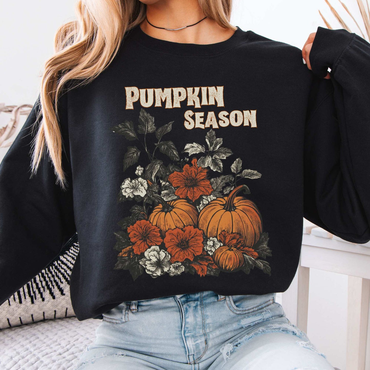 Pumpkin Season Halloween Fall Sweatshirt Black / S Sweatshirt The Mystic Eden Bookish Book Lovers