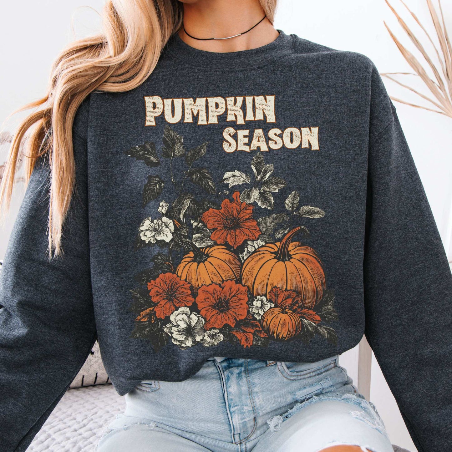 Pumpkin Season Halloween Fall Sweatshirt Dark Heather / S Sweatshirt The Mystic Eden Bookish Book Lovers