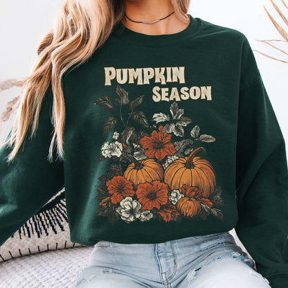 Pumpkin Season Halloween Fall Sweatshirt Forest Green / S Sweatshirt The Mystic Eden Bookish Book Lovers