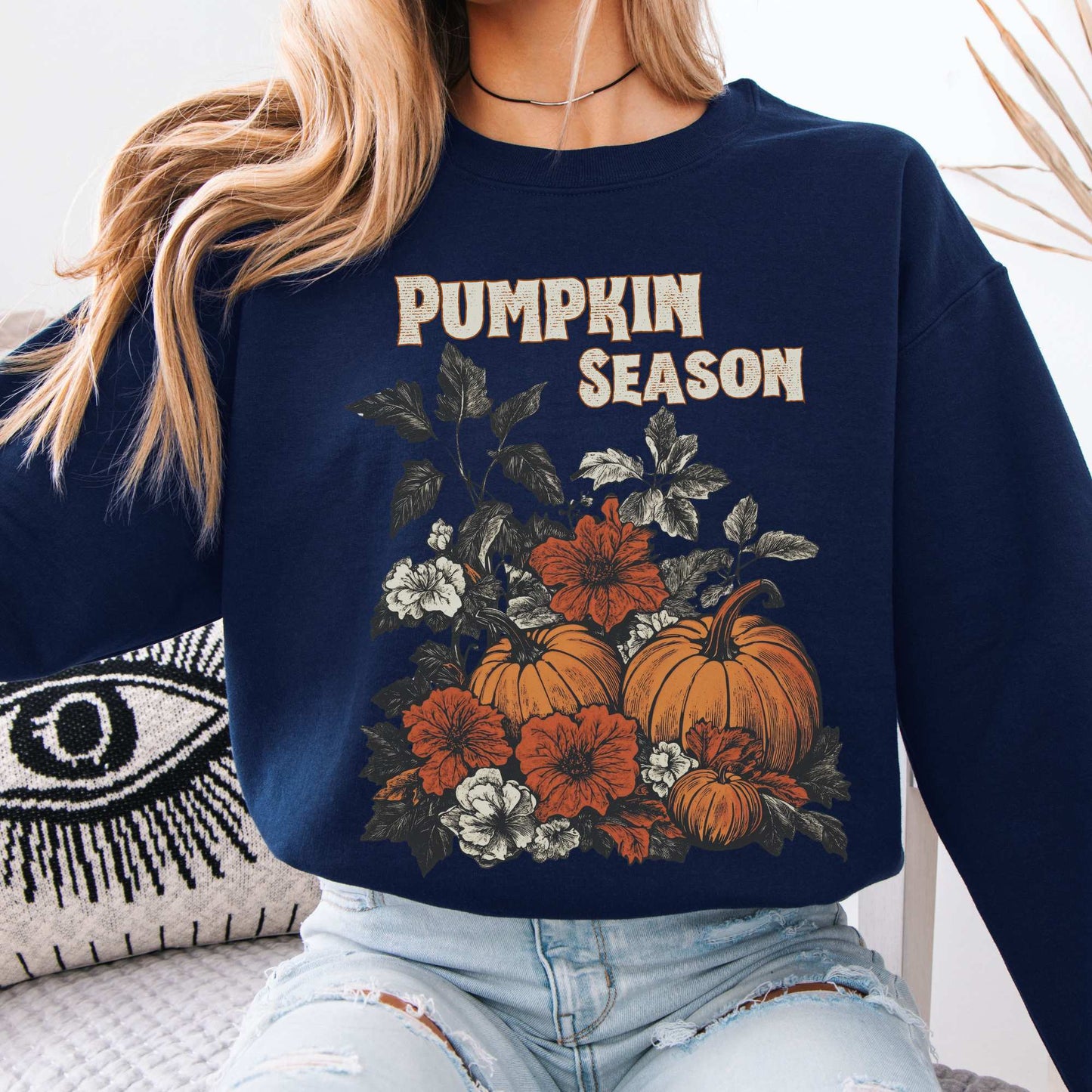 Pumpkin Season Halloween Fall Sweatshirt Navy / S Sweatshirt The Mystic Eden Bookish Book Lovers