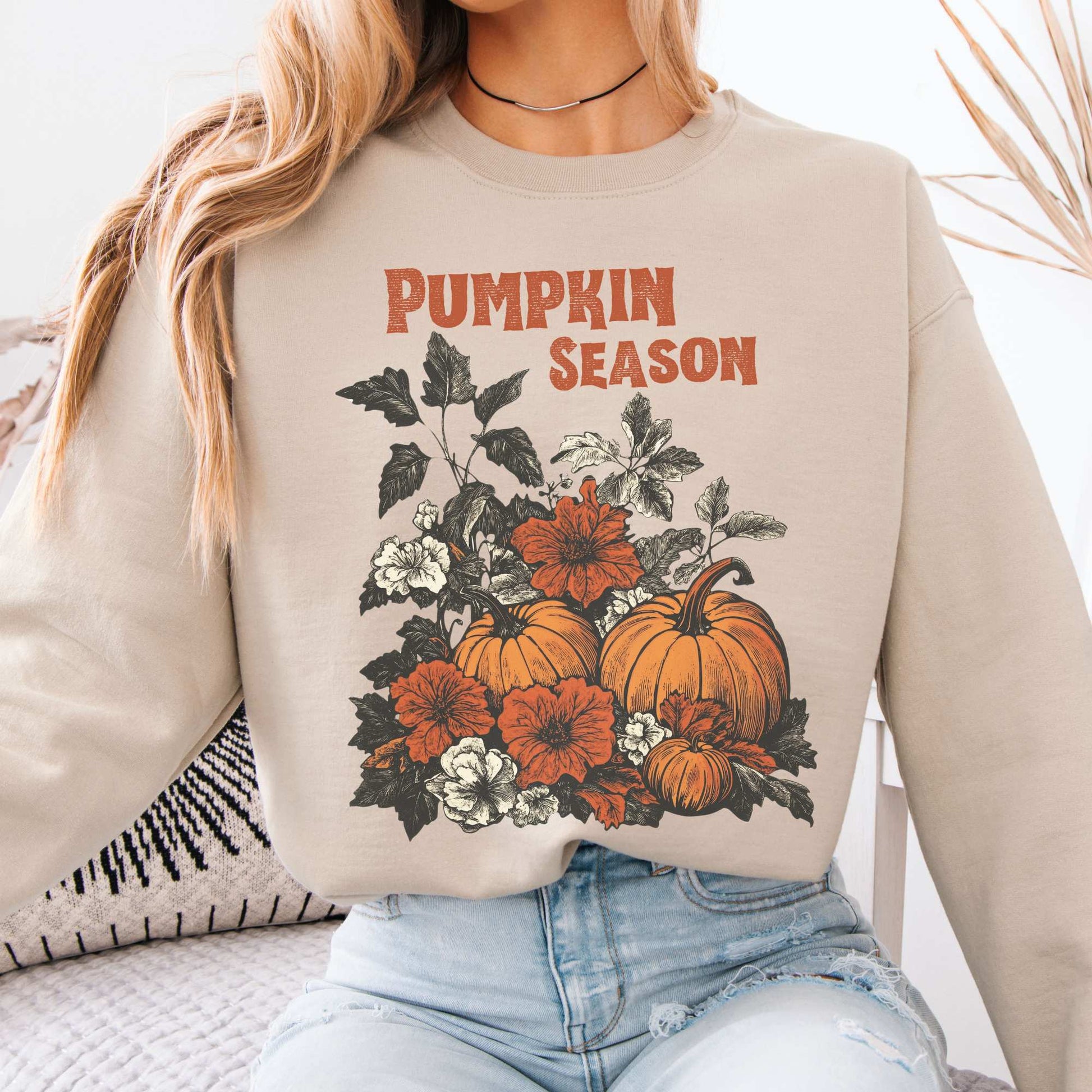 Pumpkin Season Halloween Fall Sweatshirt Sand / S Sweatshirt The Mystic Eden Bookish Book Lovers