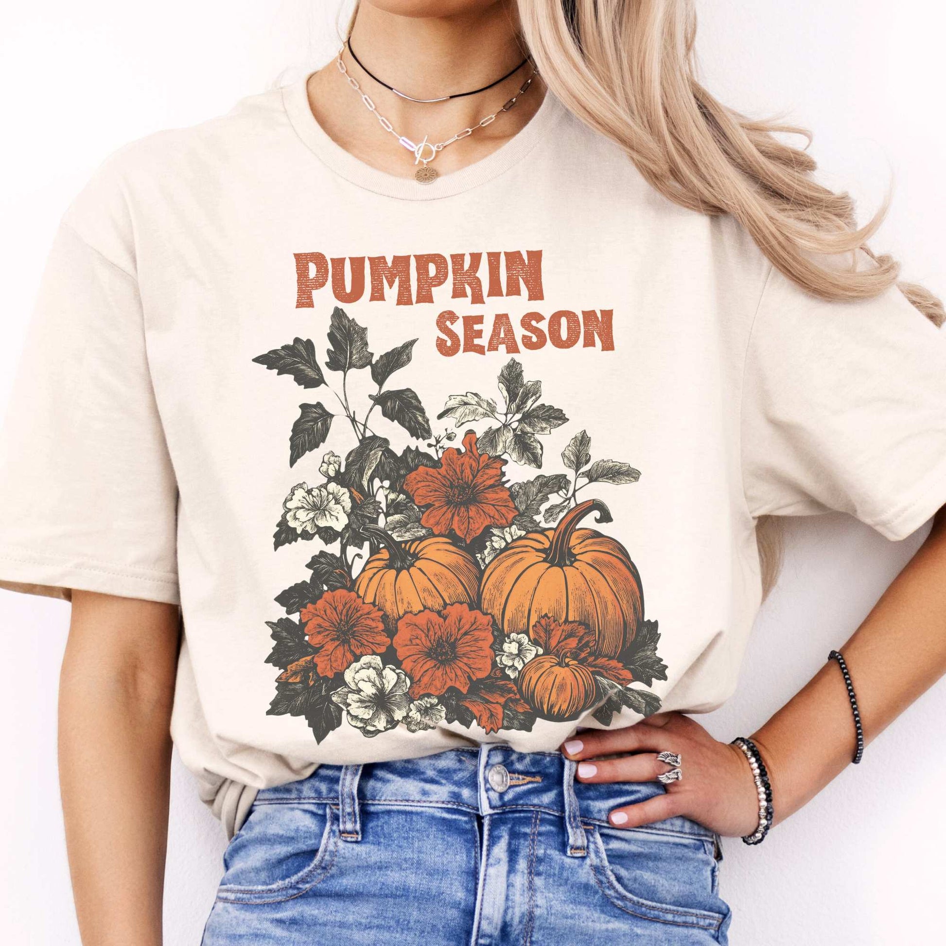 Pumpkin Season Halloween Fall Tee Natural / S T-Shirt The Mystic Eden Bookish Book Lovers