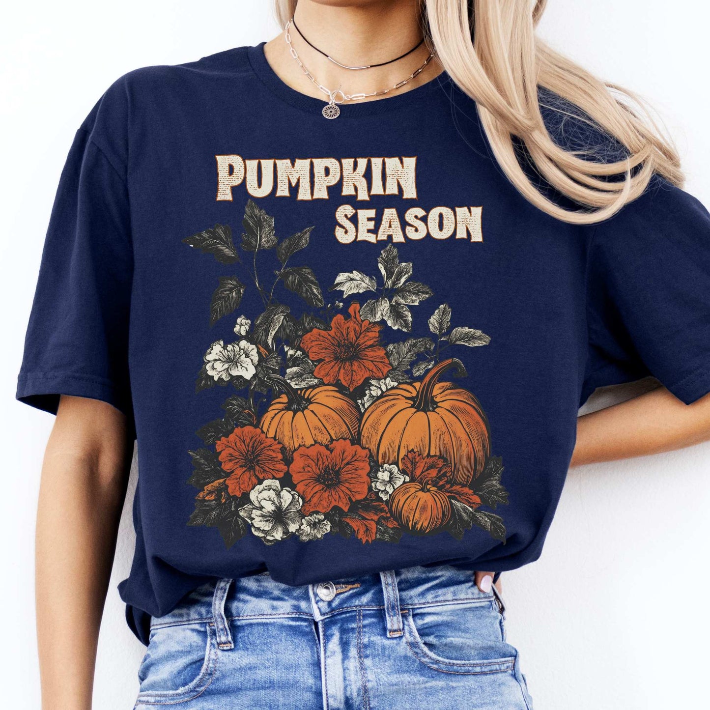Pumpkin Season Halloween Fall Tee Navy / S T-Shirt The Mystic Eden Bookish Book Lovers