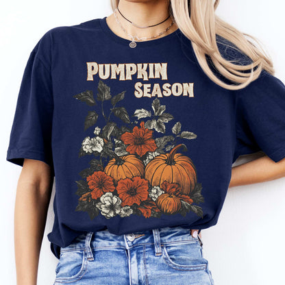 Pumpkin Season Halloween Fall Tee Navy / S T-Shirt The Mystic Eden Bookish Book Lovers