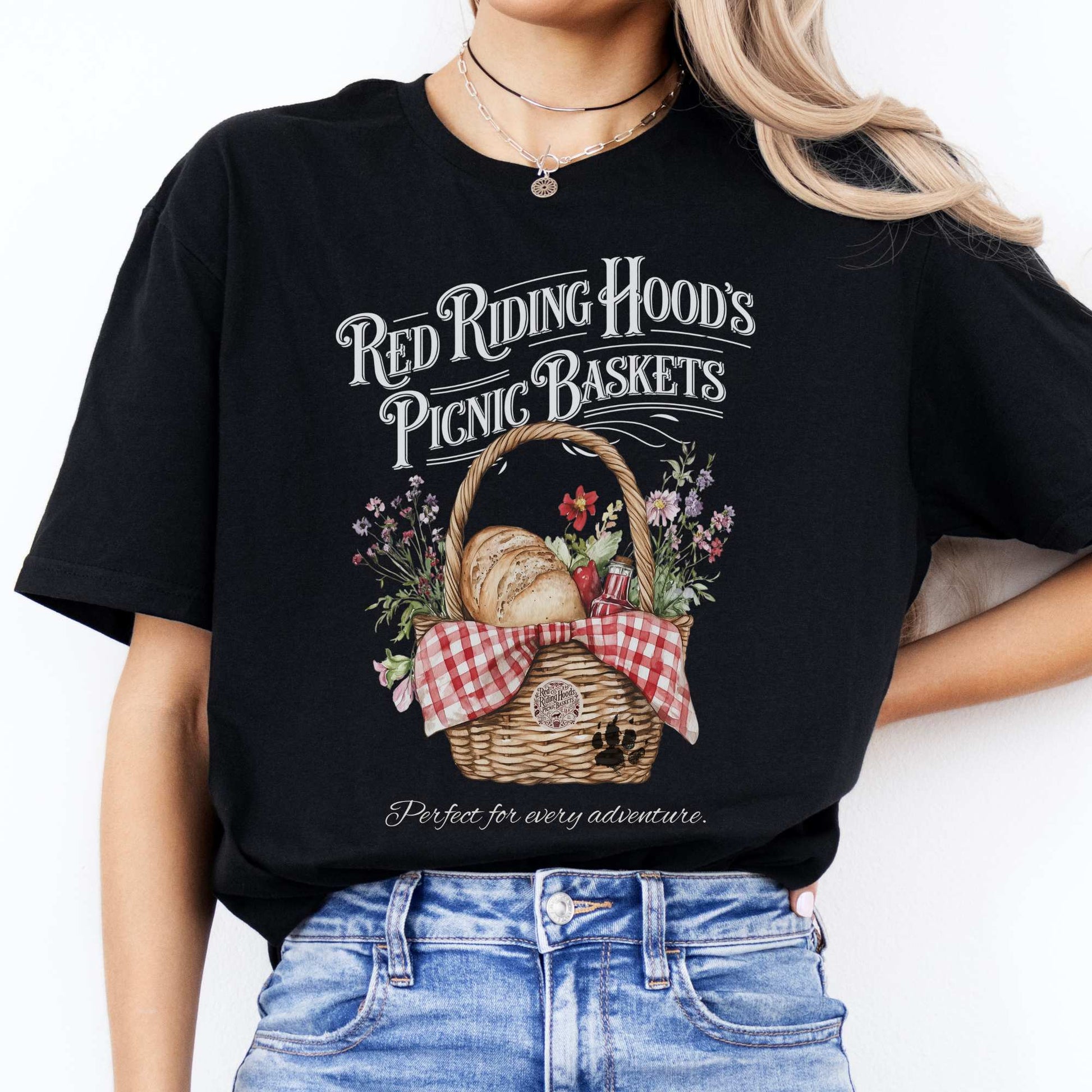 Red Riding Hood's Picnic Baskets Shirt Black / S T-Shirt The Mystic Eden Bookish Book Lovers