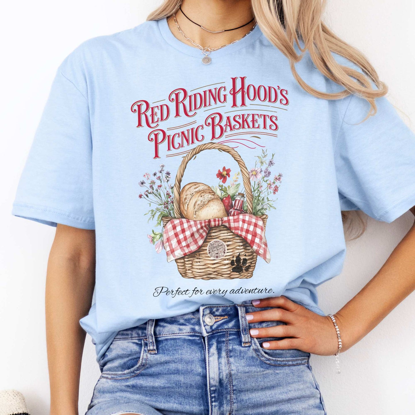 Red Riding Hood's Picnic Baskets Shirt Light Blue / S T-Shirt The Mystic Eden Bookish Book Lovers