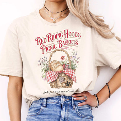 Red Riding Hood's Picnic Baskets Shirt Natural / S T-Shirt The Mystic Eden Bookish Book Lovers