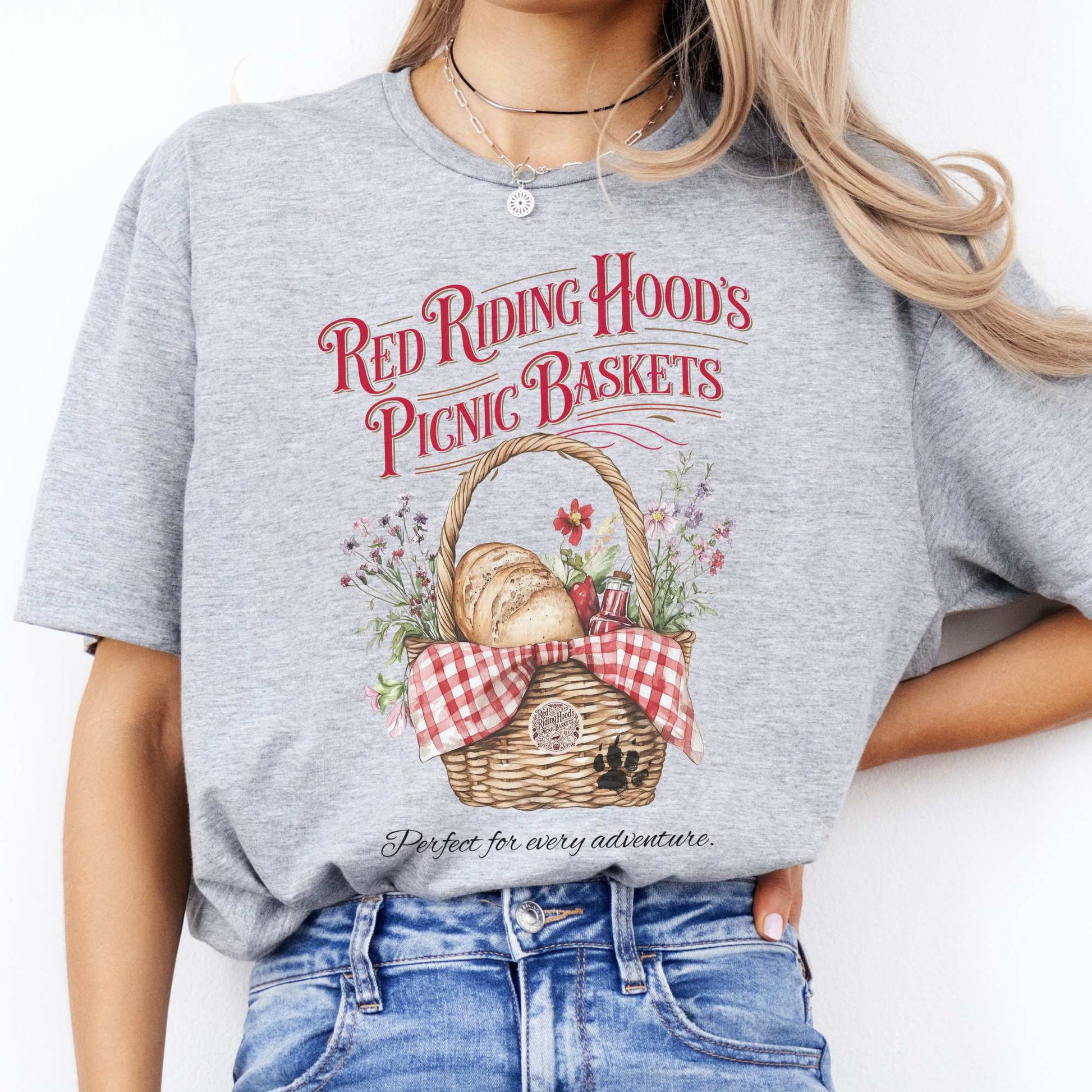 Red Riding Hood's Picnic Baskets Shirt Sport Grey / S T-Shirt The Mystic Eden Bookish Book Lovers