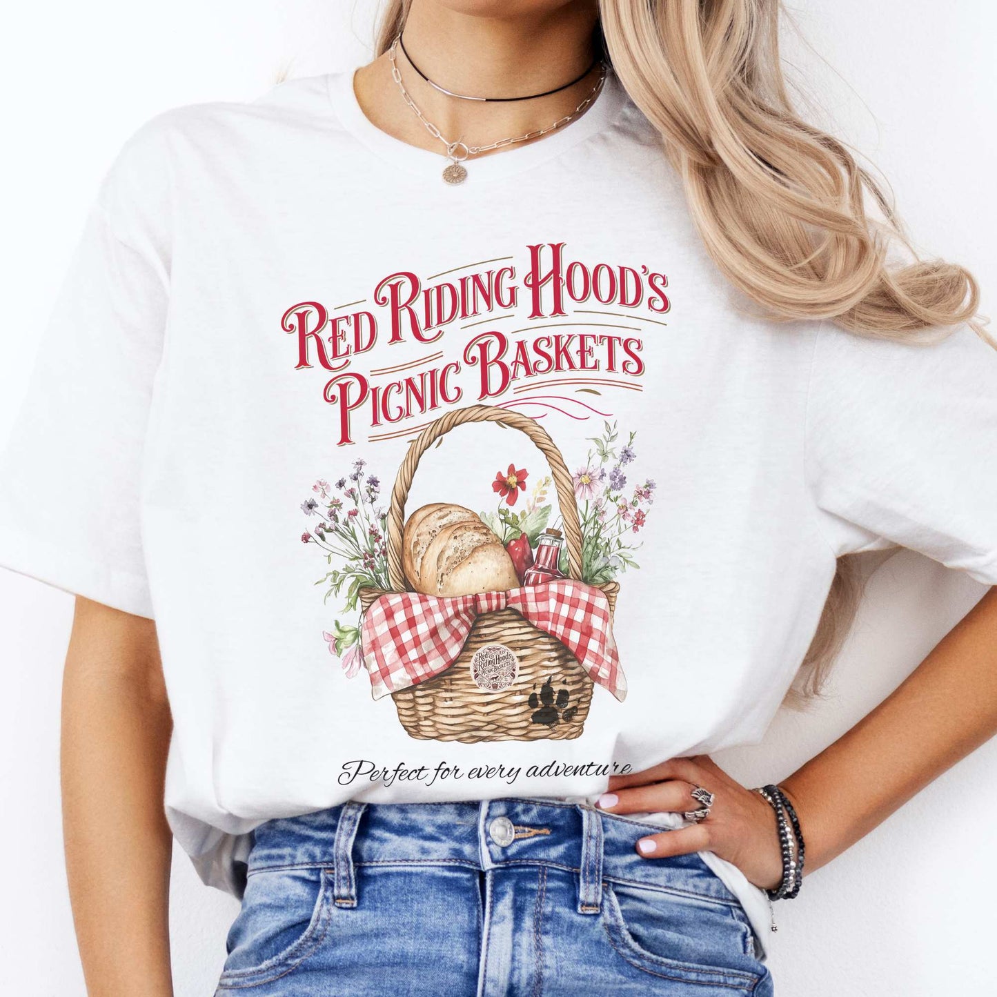 Red Riding Hood's Picnic Baskets Shirt White / S T-Shirt The Mystic Eden Bookish Book Lovers