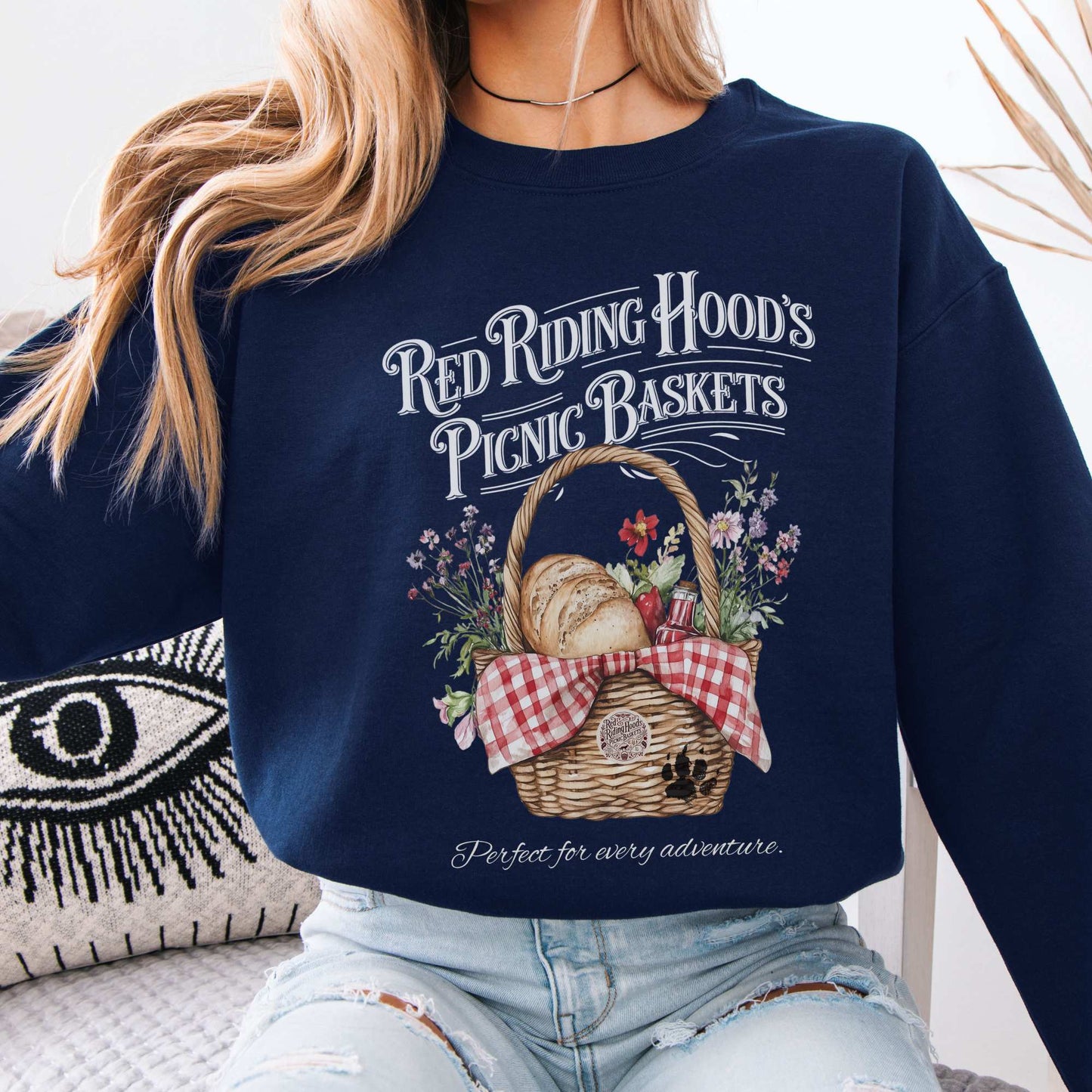 Red Riding Hood's Picnic Baskets Sweatshirt Navy / S Sweatshirt The Mystic Eden Bookish Book Lovers