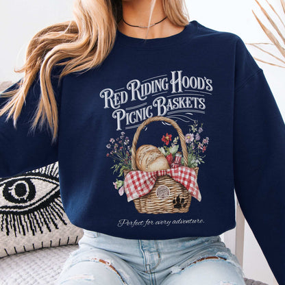 Red Riding Hood's Picnic Baskets Sweatshirt Navy / S Sweatshirt The Mystic Eden Bookish Book Lovers