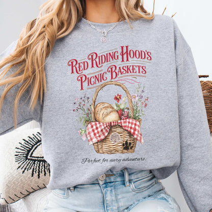 Red Riding Hood's Picnic Baskets Sweatshirt Sport Grey / S Sweatshirt The Mystic Eden Bookish Book Lovers