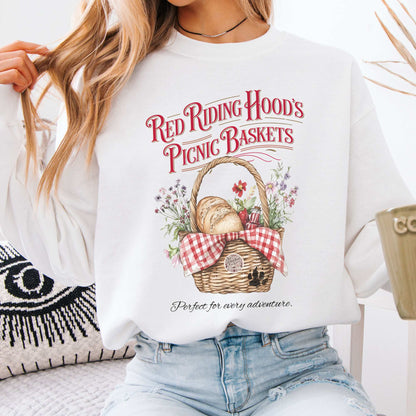Red Riding Hood's Picnic Baskets Sweatshirt White / S Sweatshirt The Mystic Eden Bookish Book Lovers