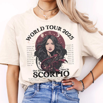 Scorpio Concert T-Shirt - Zodiac World Tour 2025 Shirt Natural / S T-Shirt The Mystic Eden Bookish Book Lovers