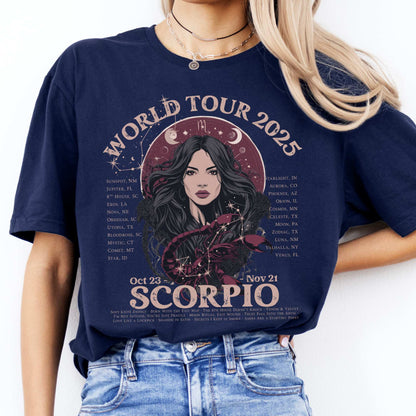 Scorpio Concert T-Shirt - Zodiac World Tour 2025 Shirt Navy / S T-Shirt The Mystic Eden Bookish Book Lovers