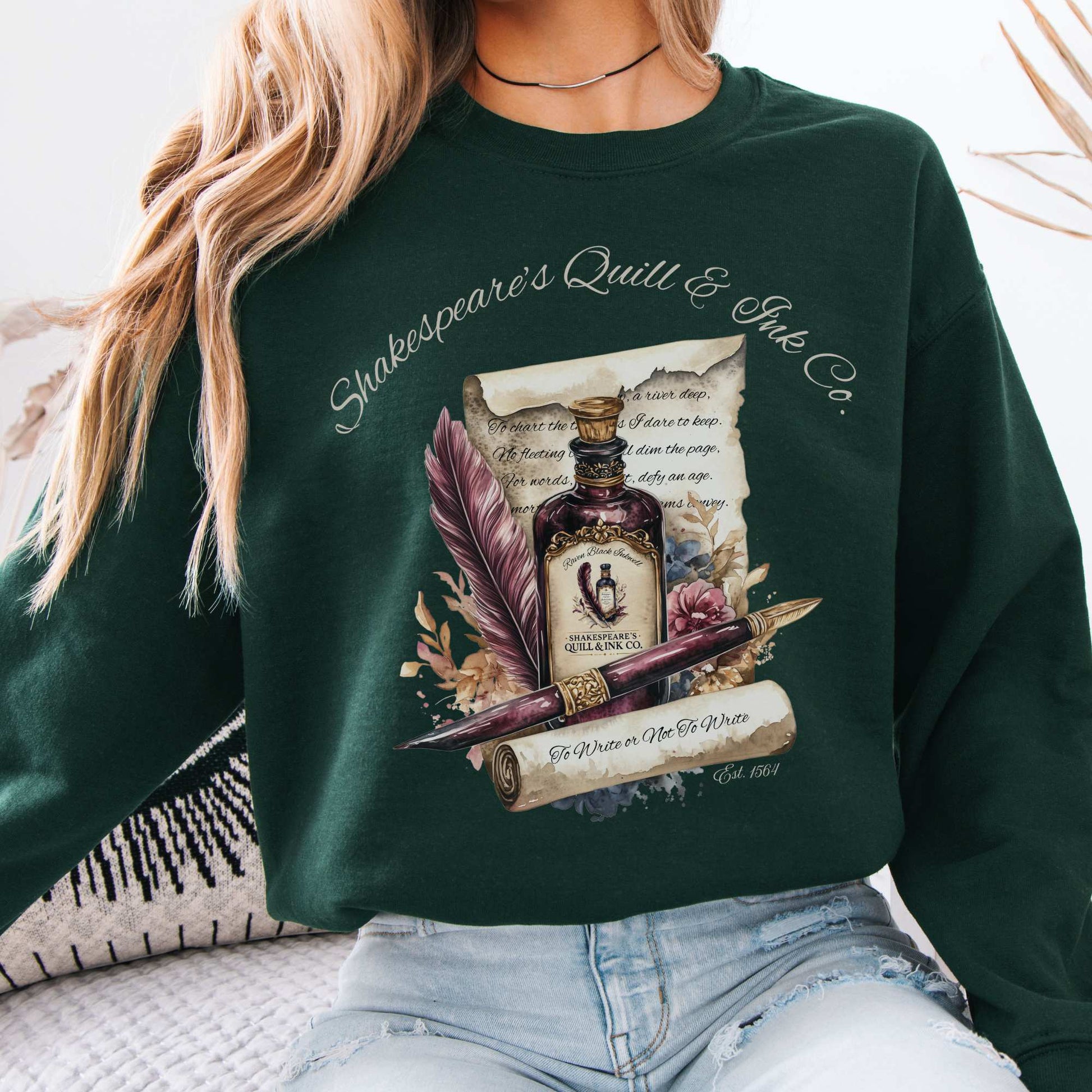 Shakespeare's Quill & Ink Co. Sweatshirt Forest Green / S Sweatshirt The Mystic Eden Bookish Book Lovers